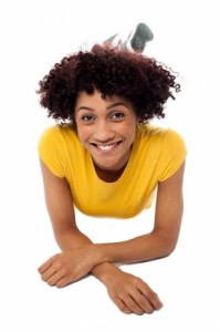 woman relaxing on floor